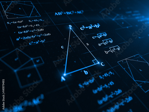 Fotomural pythagorean theorem. 3d illustration