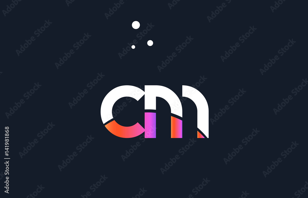 cm c m pink purple white blue alphabet letter logo icon template Stock ...