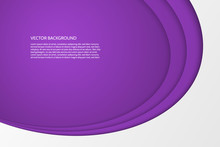 Vector Modern Simple Oval Purple And White Background With Paper Effect. 3D Ovals With Soft Shadows. Sample Text.
