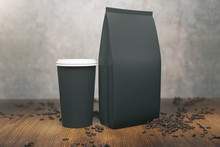 Black Coffee Package And Cup