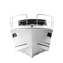 The Image Of An Passenger Motor Boat, Bow Of The Ship, Front View, Isolated On White Background