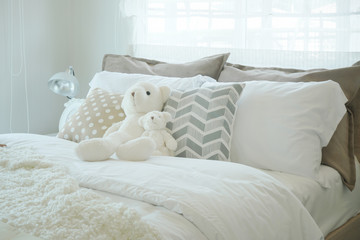 Wall Mural - Teddy bear on bed in kid bedroom pastel style