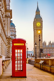 Fototapeta Big Ben - Traditional red phone booth and Big Ben in London