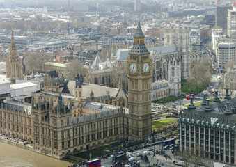 Wall Mural - aerial view of Big Ben and Westminster Abbey in London city