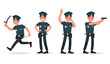 Set of policeman in different poses. Vector illustration in a flat style