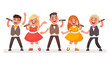 © tynyuk - Set of small singers. Children's music group. Boys and girls sing a song