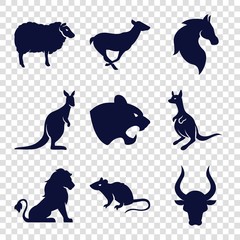 Canvas Print - Set of 9 mammal filled icons