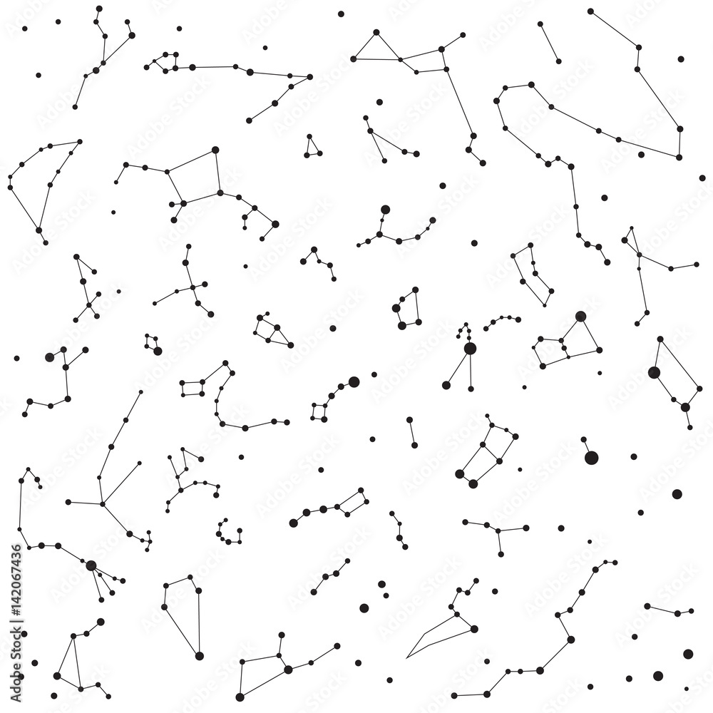 constellation sky night pattern bnw Stock Vector | Adobe Stock