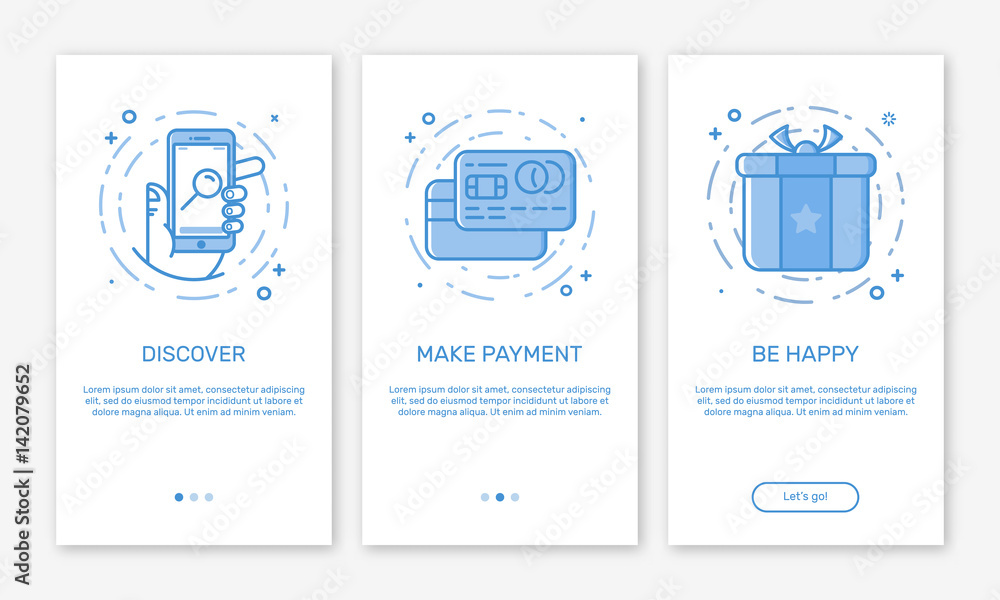 Vector Illustration of onboarding app screens and web concept online ...