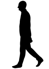 Wall Mural - vector, black silhouette of a man walking, side view