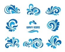 Wave Icons, Set Of Decorative Swirls