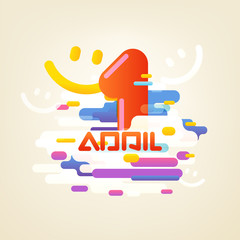Leinwandbilder - April fool concept. Abstract composition of different color clouds. Abstract vector background