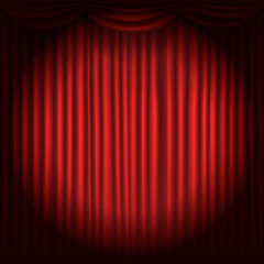 Sticker - Stage curtains with spot light vector illustration