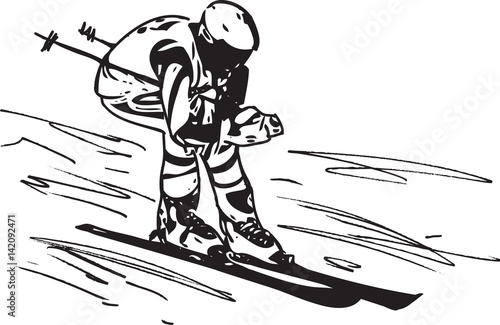 Skiing sketch illustration – kaufen Sie diese Vektorgrafik und finden