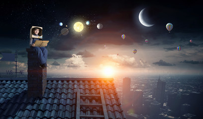 Wall Mural - Dreaming of becoming a spaceman