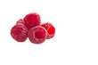 raspberries on the white background.
