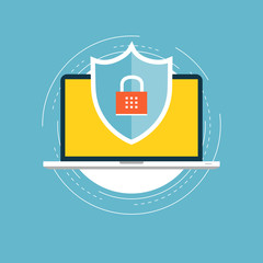 online security flat vector illustration design. secured information, data privacy and padlock prote