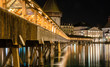 Chapel bridge at night in Luzern, Switzerland