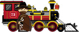Fototapeta  - Cartoon Wild West Cowboy and Train