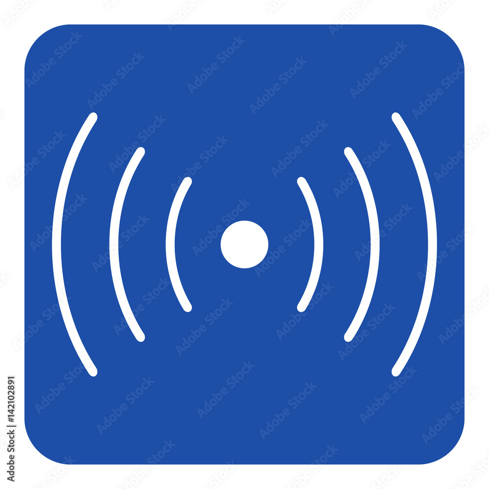 Blue Reverb Symbol blue, white sign - sound, vibration symbol icon Stock Vector | Adobe Stock