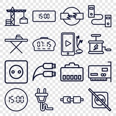 Wall Mural - Set of 16 cable outline icons