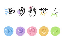 Hand Drawn Icons Representing The Five Senses