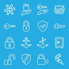 Sticker - Set of 16 secure outline icons