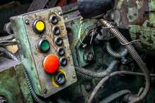 The Red Button On The Control Panel Of The Old Machine