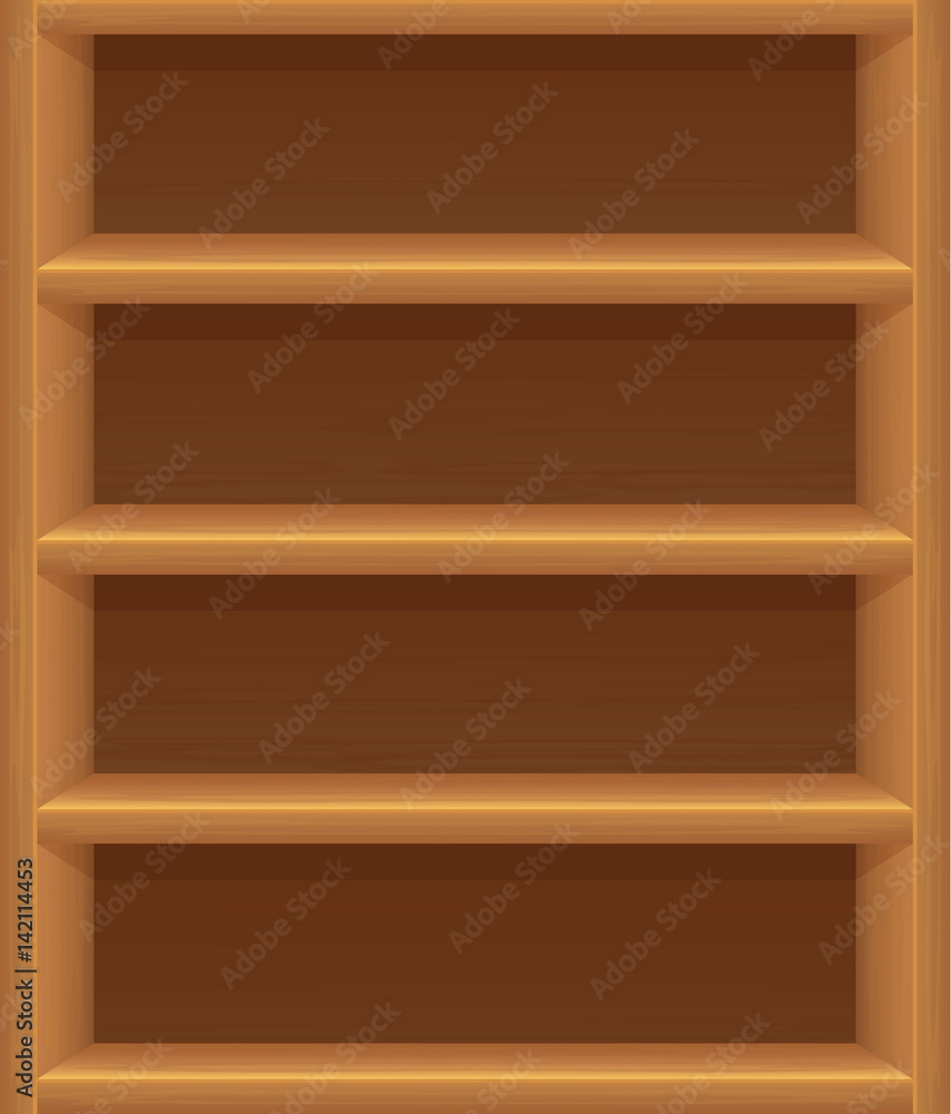 Empty wooden shelves. Vector cartoon illustration Stock Vector | Adobe Stock, image size:854x1000