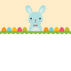 Wall Mural - Easter background with a bunny, blank space for text