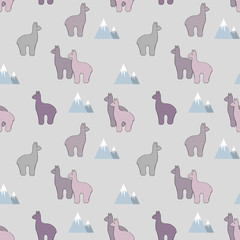 Wall Mural - Alpaca. Stylized vector seamless pattern