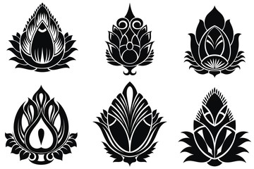 Sticker - Set of illustration decorative lotuses