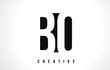 BO B O White Letter Logo Design with Black Square.