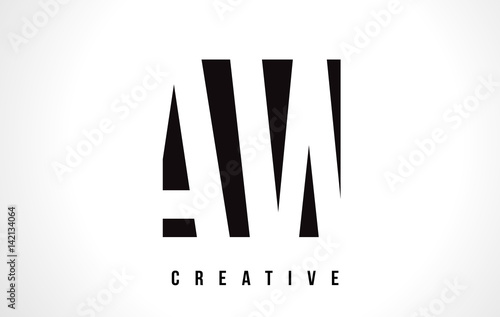 AW A W White Letter Logo Design with Black Square. - Buy this stock ...