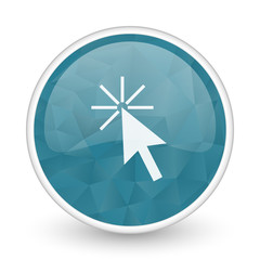 Fototapete - Click here brillant crystal design round blue web icon.