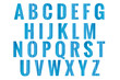 © Bokehstore - Abc Blue wooden plank  Alphabet letters isolated on white background. Design - element.