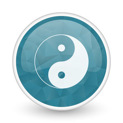 Ying yang brillant crystal design round blue web icon.