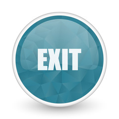 Poster - Exit brillant crystal design round blue web icon.