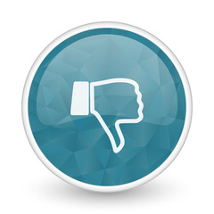 Poster - Dislike brillant crystal design round blue web icon.