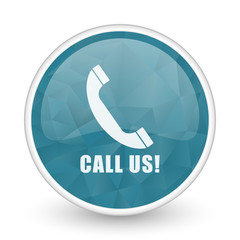 Poster - Call us brillant crystal design round blue web icon.