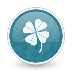 Aufkleber - Four-leaf clover brillant crystal design round blue web icon.