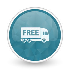 Aufkleber - Free delivery brillant crystal design round blue web icon.