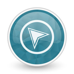 Poster - Navigation brillant crystal design round blue web icon.