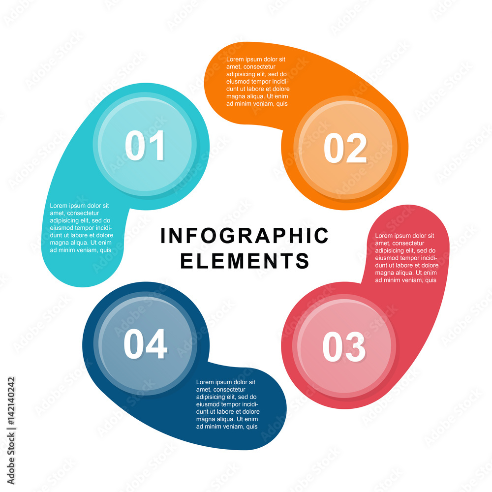 Infographic circle template with 4 steps, parts, options, sectors or ...