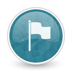 Leinwandbilder - Flag brillant crystal design round blue web icon.