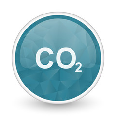 Poster - Carbon dioxide brillant crystal design round blue web icon.