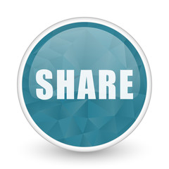 Poster - Share brillant crystal design round blue web icon.