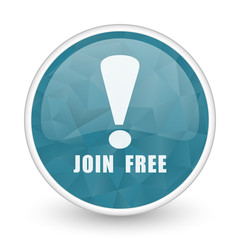 Aufkleber - Join free brillant crystal design round blue web icon.