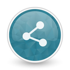 Poster - Share brillant crystal design round blue web icon.