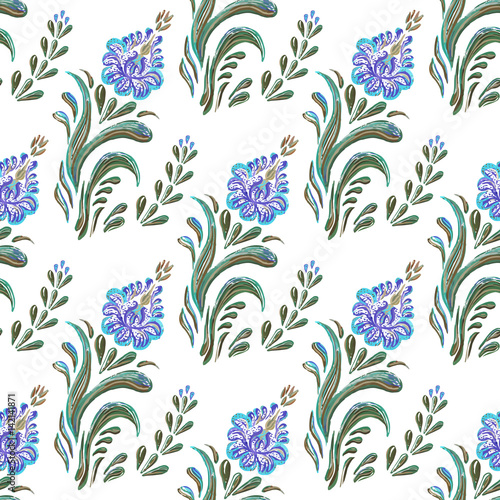 Nowoczesny obraz na płótnie Seamless blue floral pattern